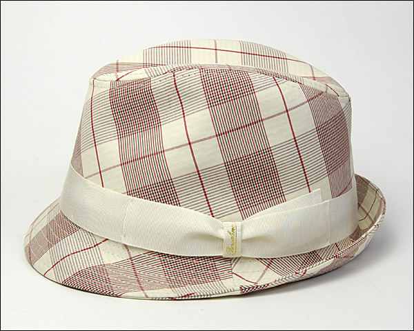 イタリア製”Borsalino(ボルサリーノ)”チェック中折れ帽 ハット 春夏 