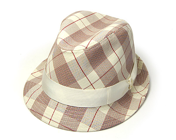 イタリア製”Borsalino(ボルサリーノ)”チェック中折れ帽 ハット 春夏 