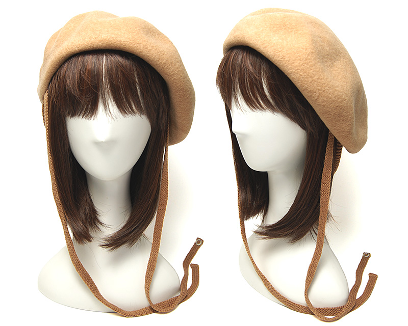 Chisaki Puka フェルトニットのベレー帽 ベージュ chisaki(チサキ) ウールフエルトベレー Puka+Ribbon ベレー帽