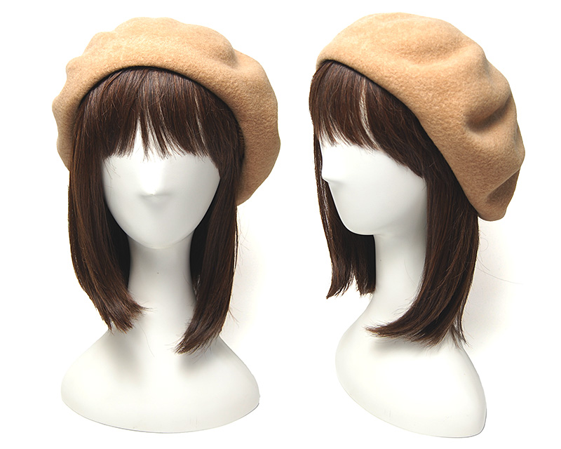 Chisaki Puka フェルトニットのベレー帽 ベージュ chisaki(チサキ) ウールフエルトベレー Puka+Ribbon ベレー帽