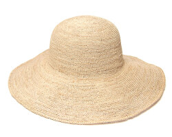 PCNQ パークニック ラフィア細編みつば広ハット BO