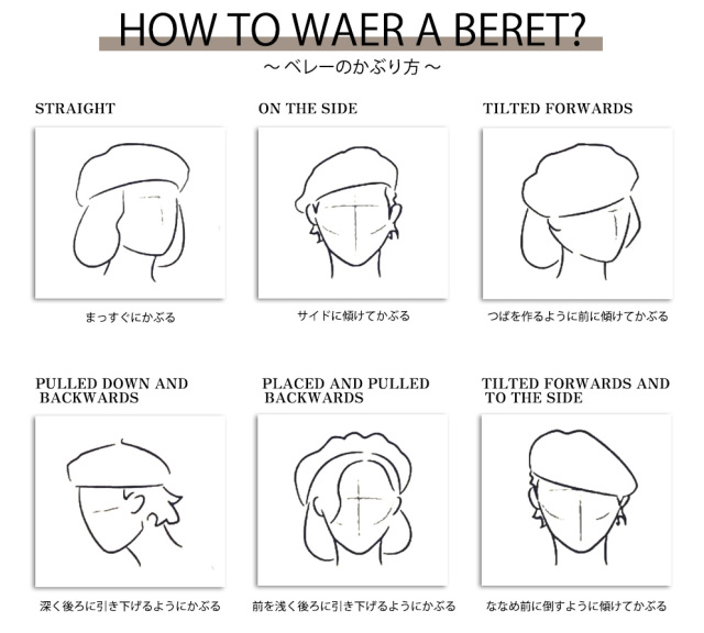 ベレー帽のかぶり方の基本