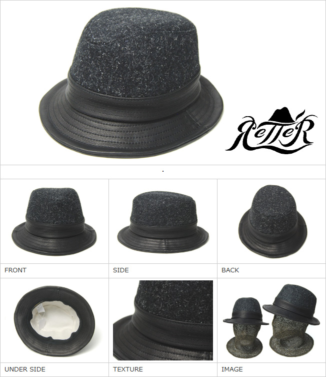 Retter(レッター) メルトンxレザー中折れ帽 Otokomae Classic ハット