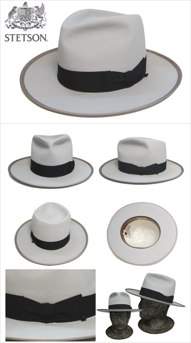 STETSON グレー ビーバーハット STETSON(ステットソン) ファーフエルト中折れ帽 Whippet ウィペット