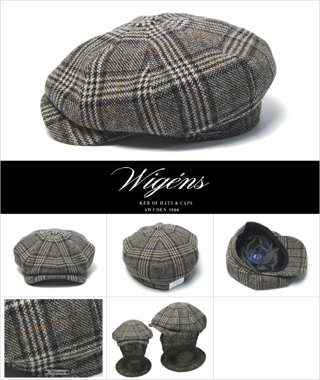 スウェーデン WIGENS(ヴィーゲン) チェック8枚はぎハンチング Newsboy